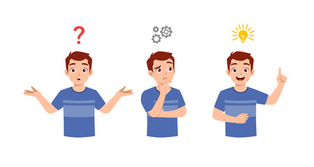 good looking man thinking and search for idea process