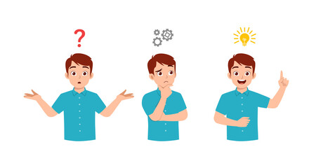 good looking man thinking and search for idea process