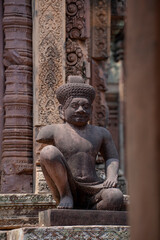 Banteay Srei Temple is an ancient temple in archaeological site in Cambodia.