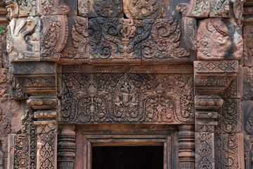 Banteay Srei Temple is an ancient temple in archaeological site in Cambodia.