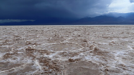 Thunderstorm on the Horizon in Badwater Basin, Death Valley, California