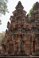 Banteay Srei Temple is an ancient temple in archaeological site in Cambodia.