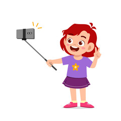 cute little kid girl pose and selfie in front of camera