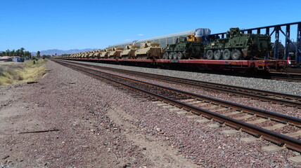 Fototapeta premium Military Train In CA Desert