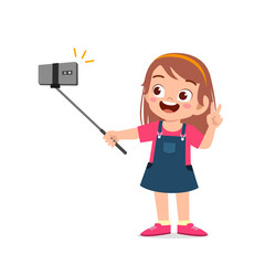 cute little kid girl pose and selfie in front of camera