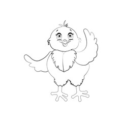 Chick bird cute animal vector illustration outline