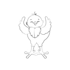 Chick bird cute animal vector illustration outline