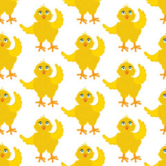 Chick bird cute animal vector illustration seamless pattern