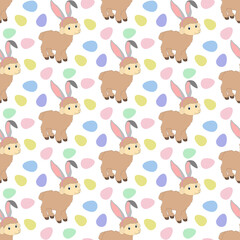 Easter lamb wearing bunny ears seamless pattern