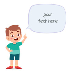 cute smart little boy speak with balloon chat
