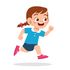 happy cute little girl running so fast