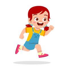 happy cute little girl running so fast