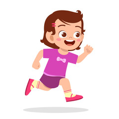 happy cute little girl running so fast