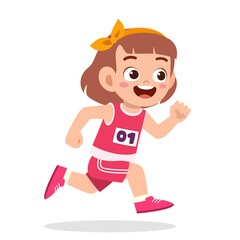 happy cute little girl run in marathon game
