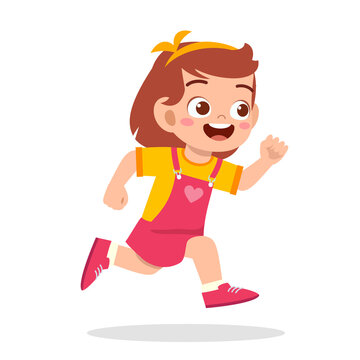 happy cute little girl running so fast