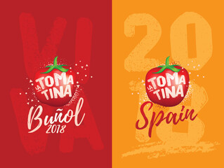 Vector Art for Tomatina Festival. Buñol Valencia Spain. Celebration Logo. Tomato Symbol.