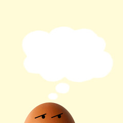egg thinking on yellow background,3D illustration