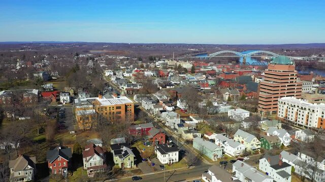 Aerial Pan Shot Of Wesleyan University