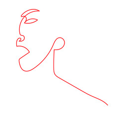 One line portrait. Hand drawn abstract face.  Minimal art. Trendy style. 
