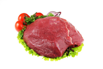 raw beef steak with vegetables 