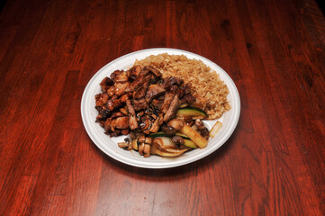 Delicious steak and chicken hibachi