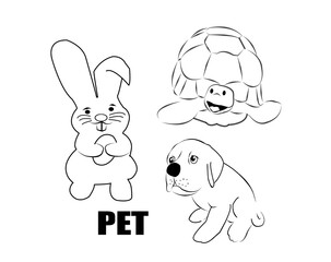 Outline drawing of pet cartoon pattern for coloring book , school,study, ,education concept
