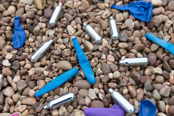 Nitrous oxide metal bulbs or laughing gas recreational drug use