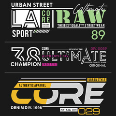 3 pic athletic slogan typography graphic for print t shirt, vector illustration