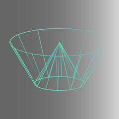 Green Blue Wireframe Outline Shape on Gray Gradient Background