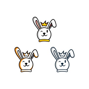 Cute rabbit logo design vector illustration