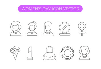 Women day icon, female icon, women day vector, women day banner vector template, Female, woman, feminist, women’s day icons set in thin line style