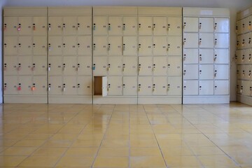 Wooden locker cabinets for storing personal belongings are safe because they are equipped with a lock on each locker