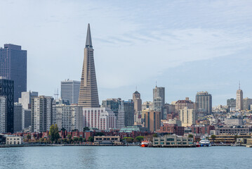 SAN FRANCISCO, USA - February 12, 2018: TransAmerica Pyramid San Francisco and Buildings in...