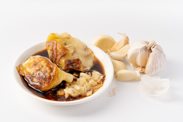 Featured Chinese fried dumplings on a pure white background