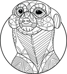 Meerkat Head Zentangle for Adult Coloring Page or Decoration