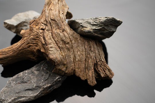 Natural frodo stones and driftwood with beautiful shape and textures for gardening layout or aquatic plants tank layout