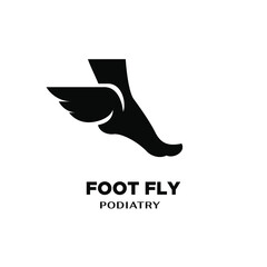simple digital foot fly Explorer Conceptual Simple Minimal Foot with wings art. suitable for Adventure, expedition, massage, podiatry, Freedom, traveling logo vector illustration design