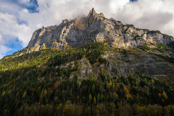 Alps mountains in Mürren village in Switzerland on a autumn day