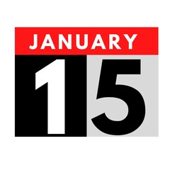 January 15 . flat daily calendar icon .date ,day, month .calendar for the month of January