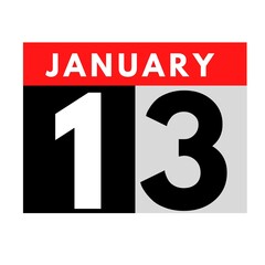 January 13 . flat daily calendar icon .date ,day, month .calendar for the month of January