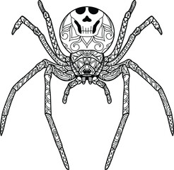 Black Widow Zentangle for Adult Coloring Page or Decoration