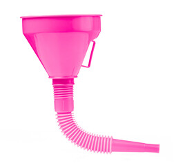 Plastic funnel liquid isolated on white background