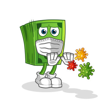 money refuse viruses cartoon. cartoon mascot vector