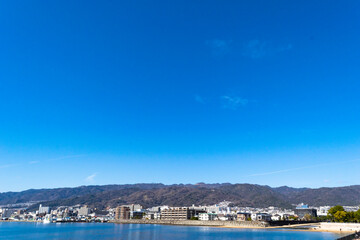 Fototapeta na wymiar 海側から見た六甲山