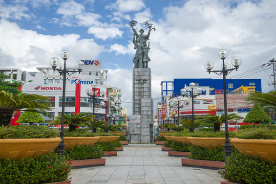 NHA TRANG, VIETNAM - DECEMBER 31, 2015: Monument in honor of the liberation of Nha Trang during the Vietnam War in the town square