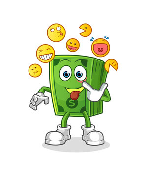 recommend clip art: money laugh and mock character. cartoon mascot vector