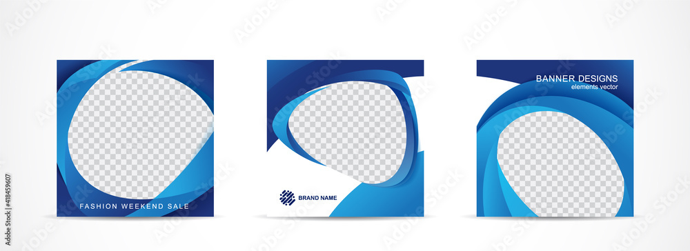 Poster set square banner template for social media post and web internet ads.vector illustrations.