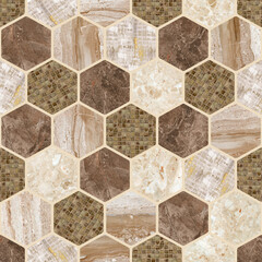 hexagonal honeycomb stone textured mosaic background