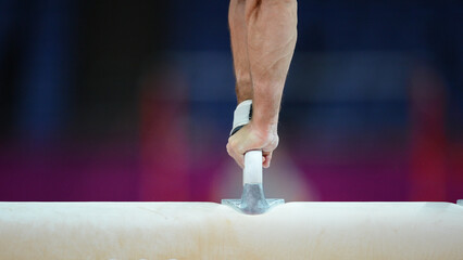 The arms of an athlete. Hand details.