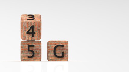 3d rendering of 4G,5g Concept dice design with nice background